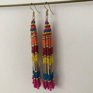 Forever 21 beaded drop tassel colorful earrings